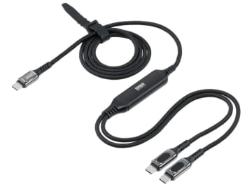 サンワサプライ、最大100W入出力の2分岐USB充電ケーブル