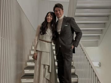 川﨑麻世、新婚夫婦ツーショットに「とっても素敵」「花音さん、お似合いです」