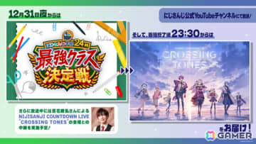 にじさんじの年末特番「にじさんじ学院24時 最強クラス決定戦」と年越しARライブ「NIJISANJI COUNTDOWN LIVE ”CROSSING TONES”」が12月31日に配信！