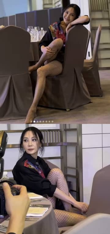 これが“アラ還”の美脚か…!?　網タイツで妖艶さに磨きがかかった韓国熟女優の色気に注目【PHOTO】