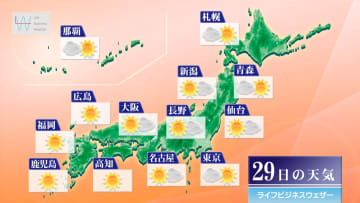 今日29日・明日30日の天気予報　明日日中にかけ全国的に秋晴れで寒暖差が大きい！北海道の峠道は運転に注意！