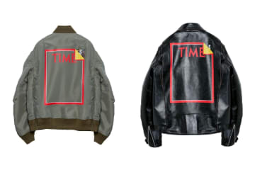 sacai、ロゴが覗く”赤い枠”作品入りレザージャケット - アーティスト マンゴ・トムソンとコラボ