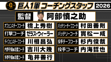 【巨人1軍コーチ陣】2026年は3部門で密に連携へ　内部からの昇格は川相昌弘コーチと吉川大幾コーチ