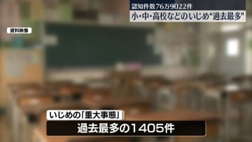 全国の小・中・高校のいじめ認知件数、過去最多　昨年度76万9022件
