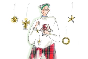 70歳・ひとり暮らしのクリスマス支度【本田葉子さんのおしゃれ】赤白緑の布は腰巻きに！