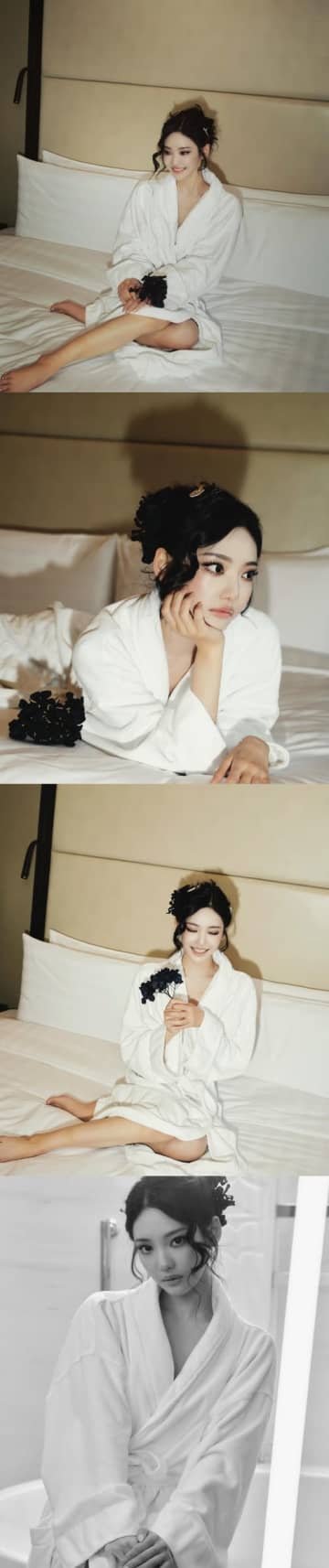 バスローブ姿でベッドに…aespa・ニンニン、魅惑のオーラ漂う“艶やかショット”にドキッ【PHOTO】