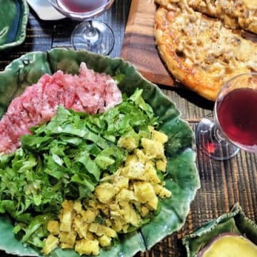 生ハムサラダ！栗かぐやと相性抜群！わさびバルサミコドレッシングが合う〜！