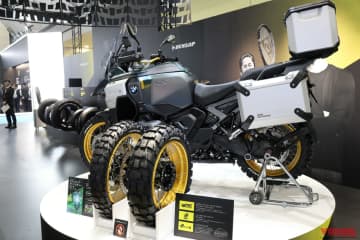 【モビショーで初公開】アドベンチャーバイク専用のダンロップ製ごっついタイヤはここが違う！