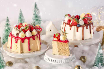 マーサー ビス25年クリスマスケーキ、苺×紅茶の“ふわもち”食感シフォンや生キャラメルフレーバー