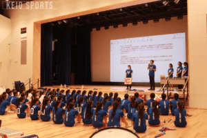 p【應援指導部】「打倒ワセダ」へ　心をひとつに突き“進”め / 慶早戦前 総合練習/p