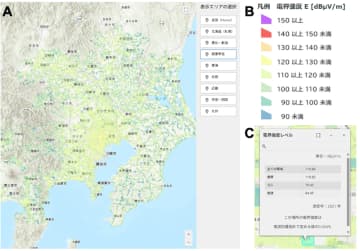 NICT、主要都市の電波強度のデータを「電界強度マップ」で公開