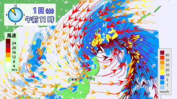 急速に発達する低気圧　今夜は関東周辺で大雨のおそれ　11月1日は北日本で大荒れ　暴風・高波・高潮に警戒