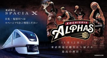 【東武鉄道Presents】越谷アルファーズ vs 千葉ジェッツ 11/12開催！限定スペーシアXリストバンド＆豪華プレゼント満載の「冠試合」！