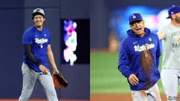 大谷翔平リラックスした様子で柵越え連発…ロバーツ監督の“体張ったパフォーマンス”に笑い声　“崖っぷち”ドジャースWS第6戦へ敵地トロントで前日練習