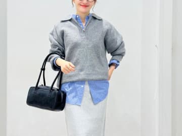 「青 × グレー」がシャレる♡【GU】抜け感たっぷり「洗練コーデ」