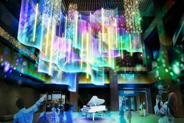 KITTE名古屋の25年クリスマスイルミネーション、“ハンドベルで色が変わる”オーロラ