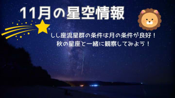 【11月の星空情報】しし座流星群の条件は月の条件が良好！秋の星座と一緒に観察してみよう！