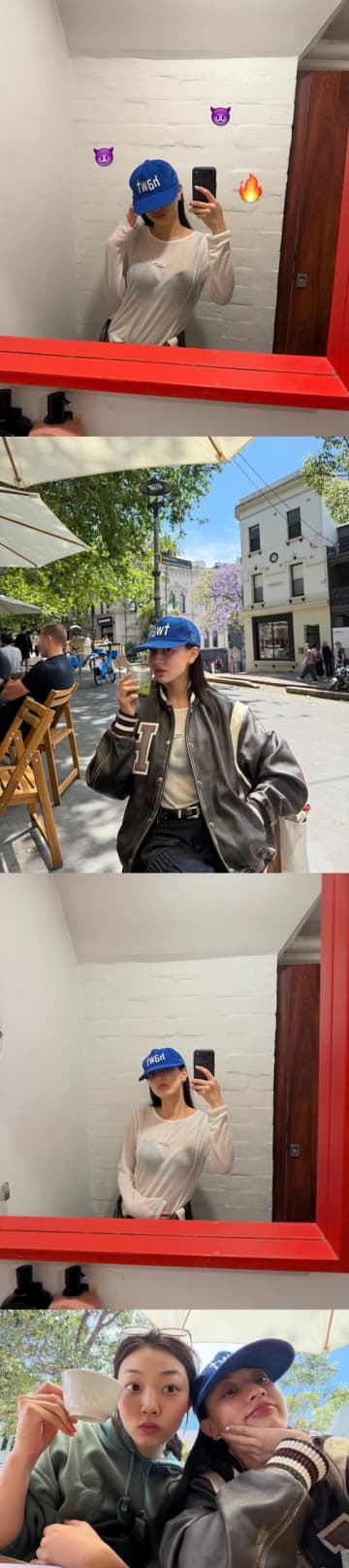 TWICE・ジヒョ、黒インナーウェア“丸見え”の大胆私服に反響！女優妹と密着ツーショットも【PHOTO】