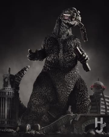 ゴジラ 東京にあらわる。『ARTPLA SCULPTURE WORKS ゴジラ Re:イマジネーション』を、モノクローム調の塗装で銀座襲撃を表現