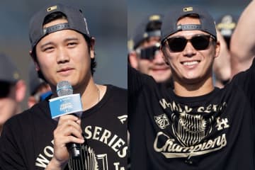 「ちょっと戸惑ってる」大谷翔平、山本由伸の腕を“ブンブン振り回す”姿にファン大反響「されるがまま」「そんな乱暴に」