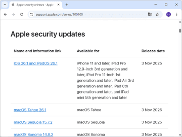 Apple、セキュリティ更新を実施 ～「macOS Tahoe」では100件以上もの脆弱性修正／「iOS」「iPadOS」「macOS」「tvOS」「watchOS」「visionOS」が対象