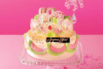 池袋東武25年クリスマスケーキ、“まるで宝石”飴細工のティアラ＆バラが彩るバタークリームケーキなど