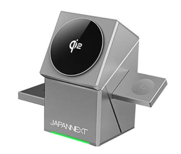 置くだけで3台同時充電！Qi2対応「3-in-1チャージャー」がJAPANNEXTから