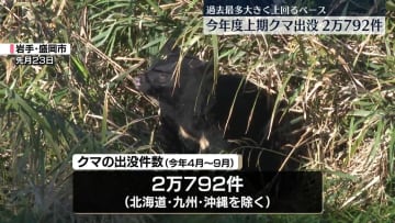 クマ出没4月～9月で約2万800件　過去最多の2年前を大きく上回るペースで増加