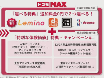 ドコモMAX、dアニメ・Lemino（旧dTV）も無料対象に　2サービス選択可能制