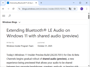PCの音声を2台のBluetoothデバイスに出力可能に ～Windows 11で「共有オーディオ」がテスト開始／友人と一緒に音楽を楽しんだりできる