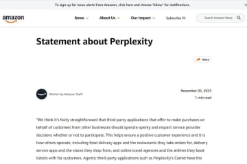 アマゾン、PerplexityのAI購入代行に停止要求