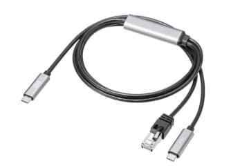 LANポートなしPCでも有線接続＆急速充電OK！ 1本2役のUSB-C変換ケーブル