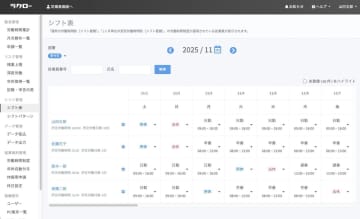勤怠管理サービス「ラクロー」、管理画面から直感的にシフトを登録・管理できる「シフト表機能」を提供
