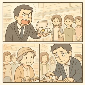 「この卵、割れてた！店長呼べ！」と怒鳴り散らかす客、しかし、他の客のある一言で顔面蒼白に【短編小説】