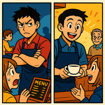 「気に食わないならさっさと帰れ！」と客に言う横柄な店員が人が変わったように謙虚に。なぜ？【短編小説】