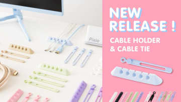 Pixio、デスク上の配線をまとめる7色のケーブルタイとホルダー発売