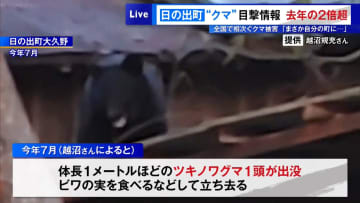 東京・日の出町でも“クマ”目撃情報…前年の2倍超　全国で相次ぐクマ被害 「まさか自分の町に…」