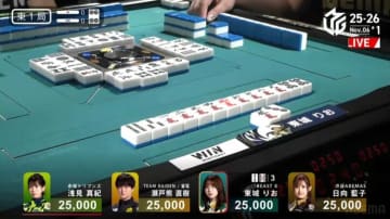 うれしさが溢れちゃった！猛獣美女雀士が先制跳満 我慢気味の“むふー”な表情に「ニコニコやん」「かわいい！」／麻雀・Mリーグ