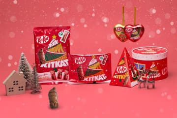 “サンタ型キットカット”「ホリデイサンタ」ハートオーナメント缶＆パーティーボックス、クリスマス限定で