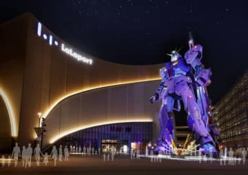 福岡・実物大ν（ニュー）ガンダム立像、「閃光のハサウェイ」テーマでライトアップ！“Ξガンダム”カラーリング＆小野賢章ら点灯式登壇