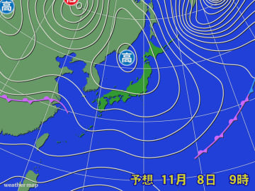 朝までは北で雪　日中は青空　夜は西から雨