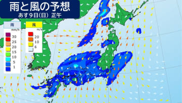 あす9日(日)広く雨　雷雨や雨風強まる所も　北海道は融雪に注意