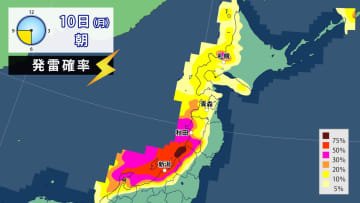 10日(月)にかけて大気の状態が非常に不安定　北・東日本は激しい雷雨や突風に注意