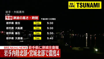 津波到達予想時刻と満潮時刻