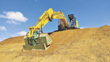 話題の技術／新光重機／３ＤＭＧターボ法バケ転圧管理システム