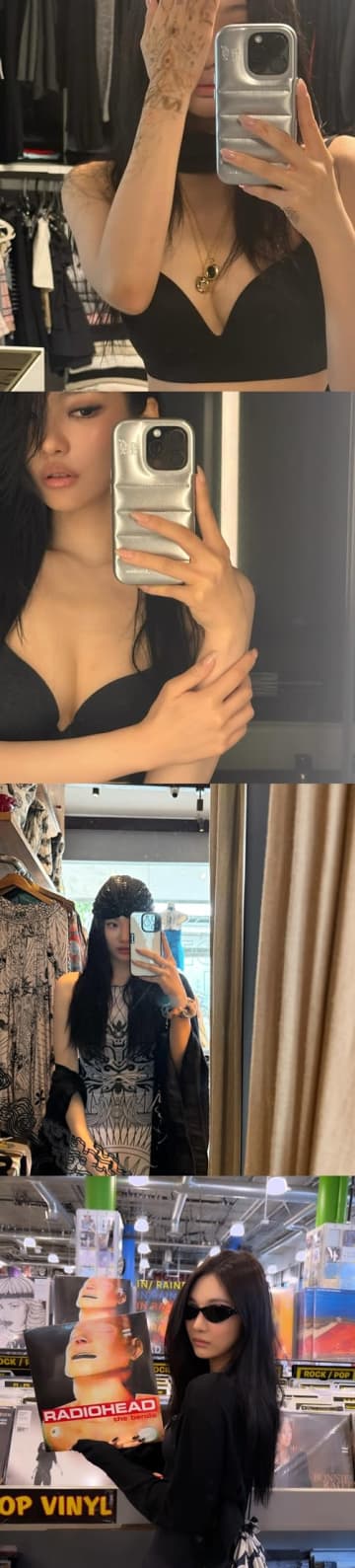 「こんなに見せて大丈夫？」aespa・ニンニン、黒インナー姿の“大胆自撮り”でファン悩殺【PHOTO】