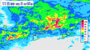 沖縄本島地方で1時間に約110ミリの猛烈な雨　記録的短時間大雨情報