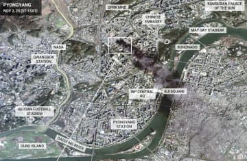 平壌で工場火災か、黒い煙　死傷者不明