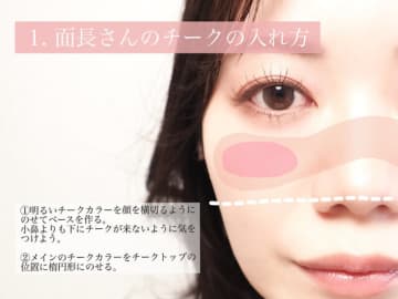 顔型別！面長・丸顔・エラ張りさんそれぞれの失敗しないチークの入れ方ガイド