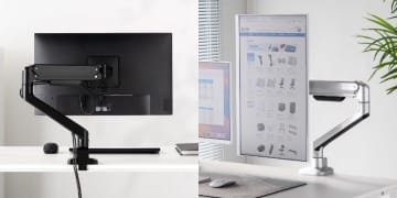 最大40インチ対応、メカニカルスプリング式でピタッと止まるモニターアーム、サンワサプライが発売